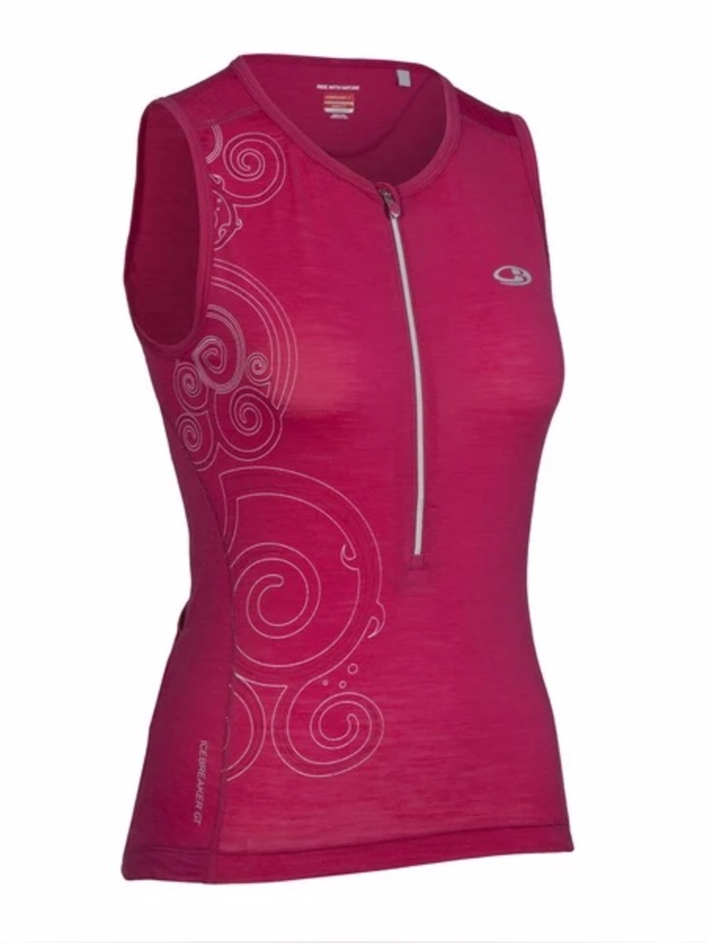 Icebreaker GT Rhythm Cycling Jersey Merino Wool Top S Pink Paisley